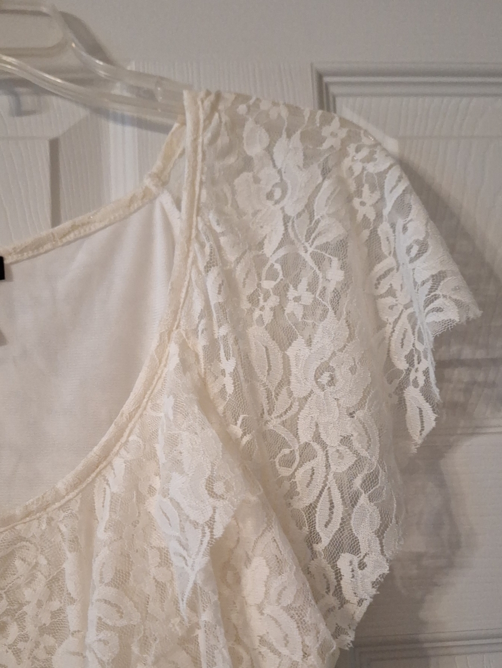 Women's Cream Lace Ruffle Top - Picture 3 of 6